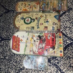 Vintage Lot Of 5 Tabletop Pinball Bagatelle, Works - Bullseye, Wing Shot, $ More